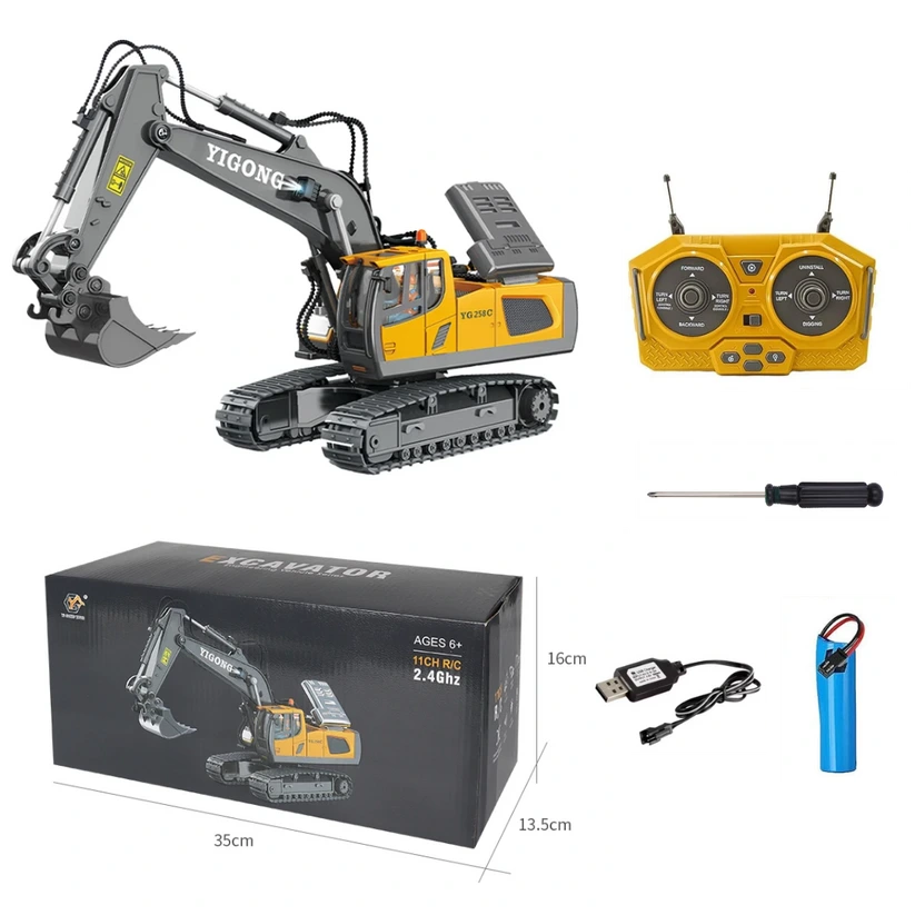 Trator Escavadeira De Controle Remoto Realista RC 11Ch - (FRETE GRÁTIS + BRINDE)