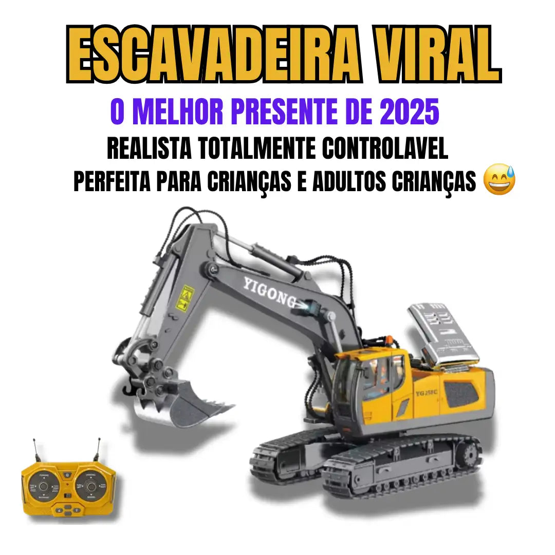 Trator Escavadeira De Controle Remoto Realista RC 11Ch - (FRETE GRÁTIS + BRINDE)
