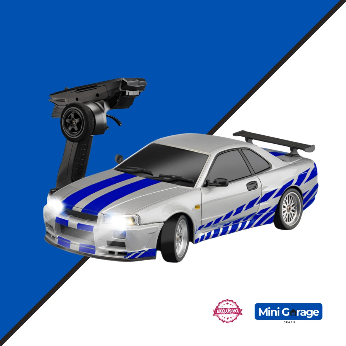 Carrinho de Controle Remoto Skyline 1999 Drift (FRETE GRÁTIS) Mini Garage Brasil