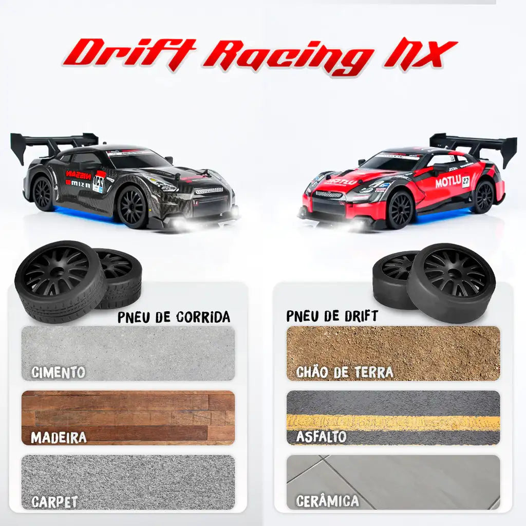 (OFERTA DE ANO NOVO) Carrinho de Controle Remoto RC Drift Racing NX - (FRETE GRÁTIS + BRINDE)